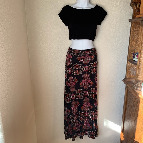 boho floral maxi skirt